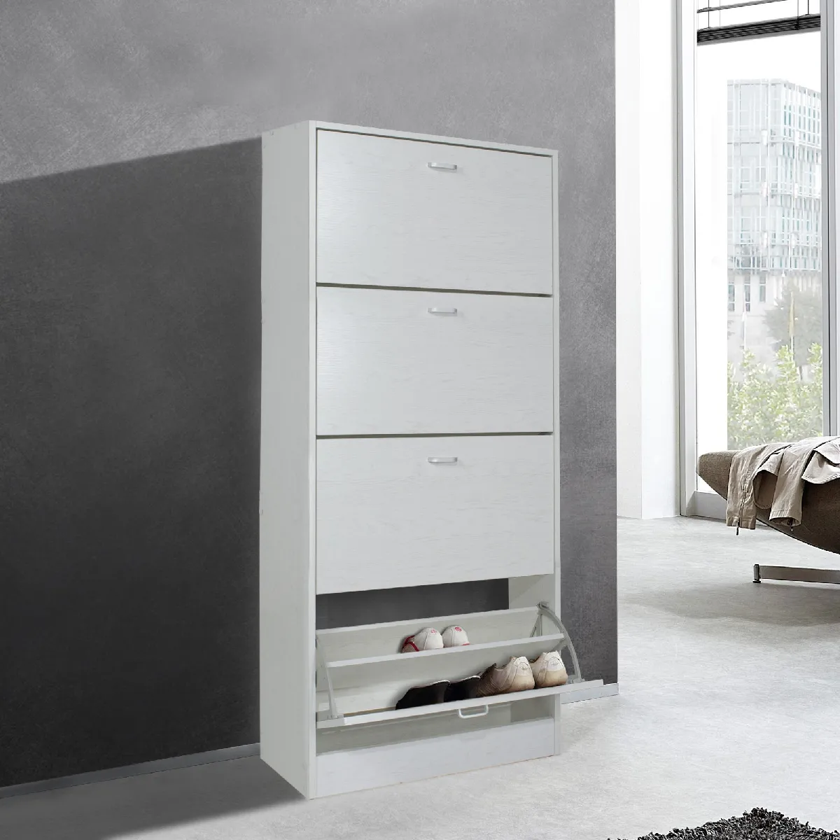 ALTER Étagère à chaussures 4 portes - Chêne blanchi