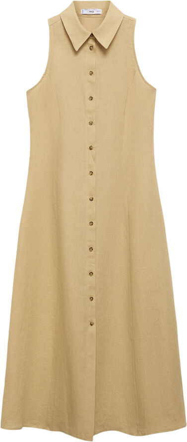 MANGO Linen-blend shirt dress Dark yellow