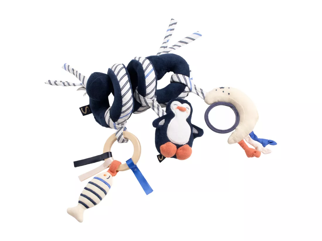 Spirale d'activités pingouin en velours bleu