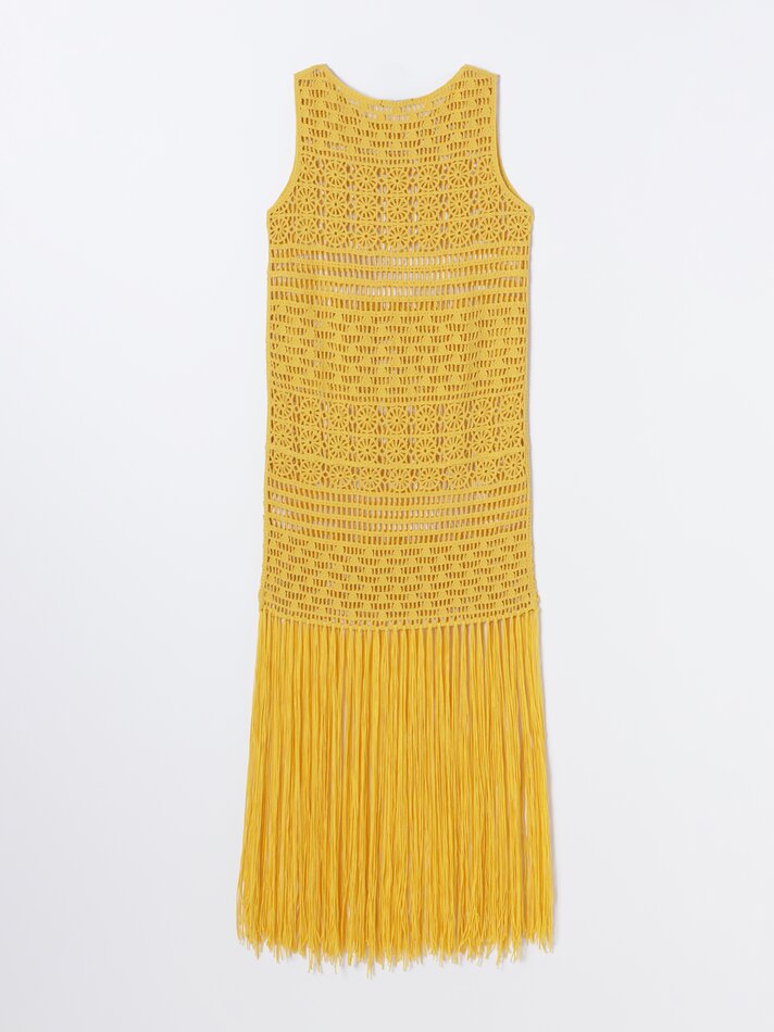 Vestido longo vazado - Amarelo Médio