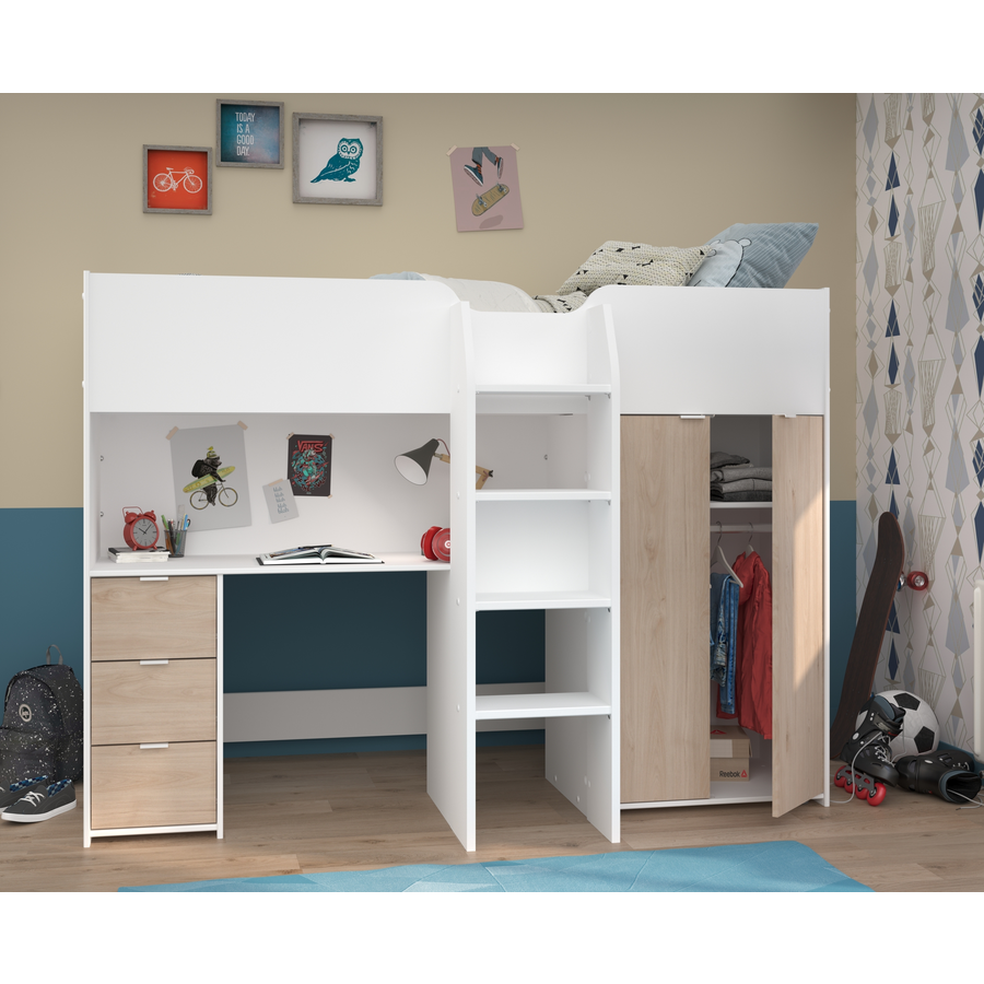 Parisot Multifunktionshochbett Tom 1 Jackson-Eiche Jackson-Eiche