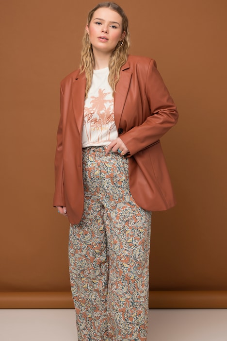 Blazer, Wide Fit, Reverskragen, Langarm, Lederoptik