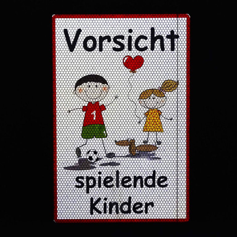 UVV-waarschuwingsbord: Let op spelende kinderen, 60 x 45 cm of 30 x 20 cm, reflecterend - Hoogwaardig aluminium composiet paneelbord - Bedrukt met reflecterende folie - Goede zichtbaarheid, zelfs in het donker / geel 60x45 xxl