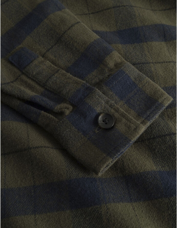 Les Deux Lennon Flannel Check Overshirt Army
