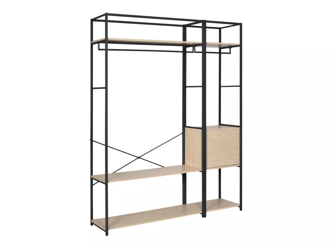 Portants vêtements bois et métal avec module fermé - Lot de 2 - JUNE