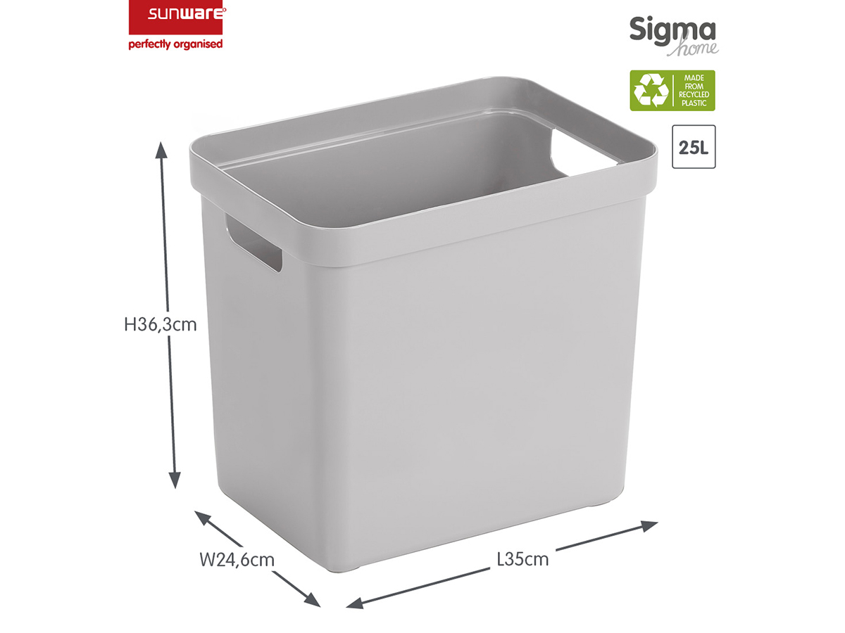 Sunware sigma home set van 4 25l opbergbox - grijs