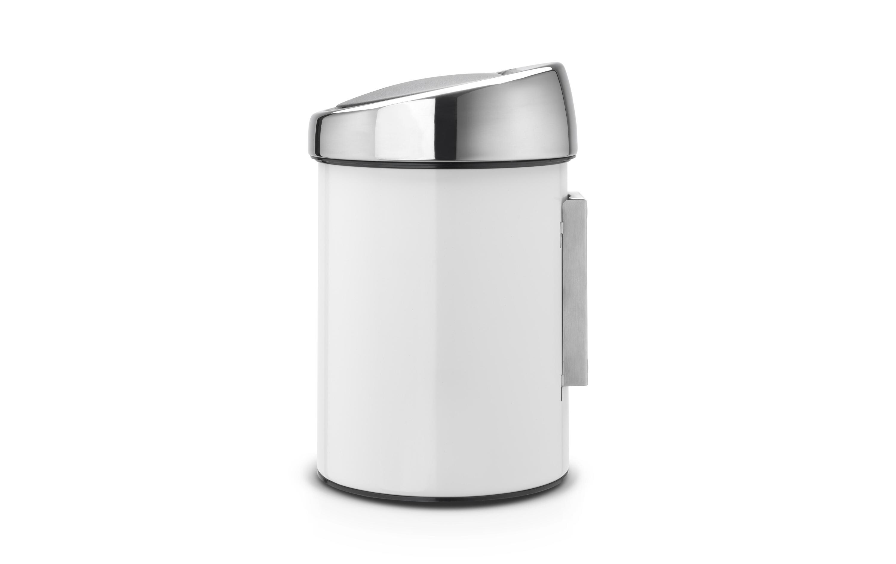 Toucheimer Touch Bin 3 l, WhiteAbfallbehälter mit Kunststoffeinsatz und Wandhalterung, 3 Liter