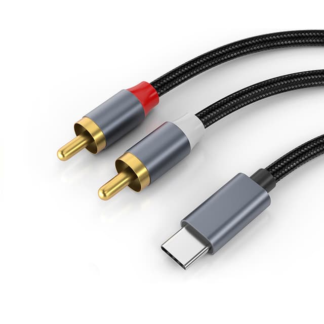 USB-C til 2x RCA stereolydkabel Grå