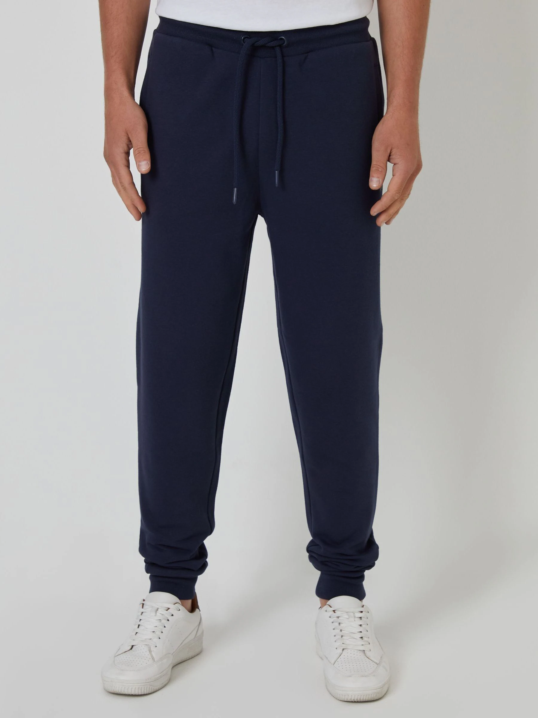 Marineblauw - Threadbare - Katoenen Blend joggingbroek