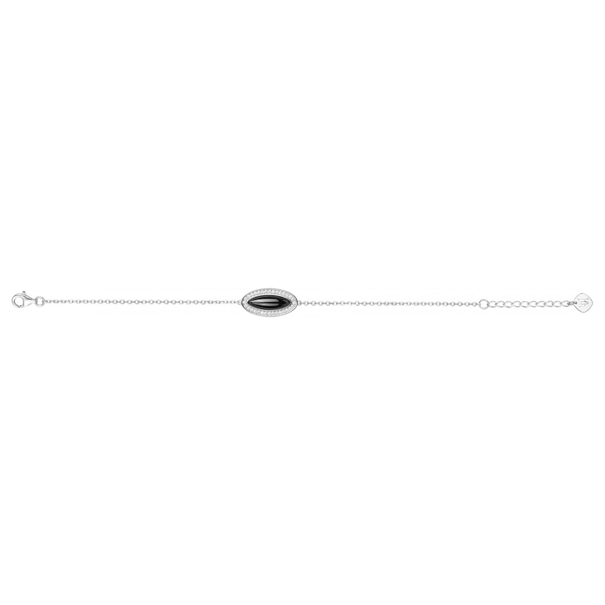 Bracelet souple mono-motif en Argent avec oxyde de zirconium blanc