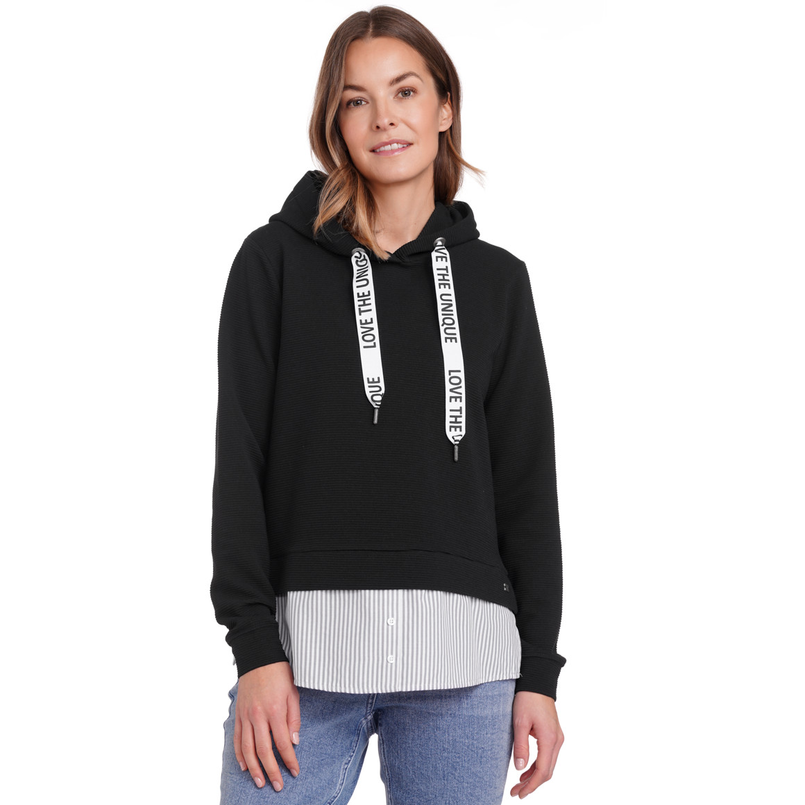 Gina Benotti Damen Sweatshirt im Lagen-Look schwarz