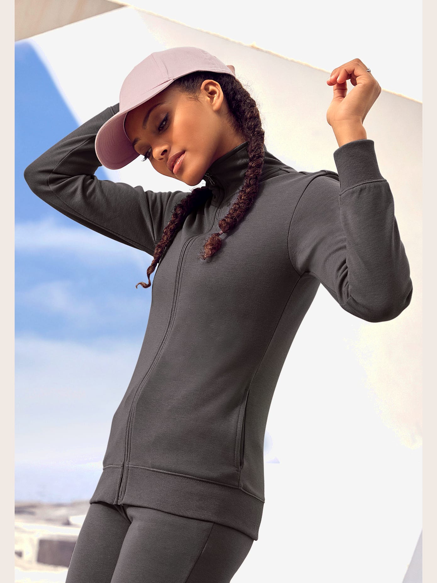 Veste sweat basique, logo imprimé et broderie