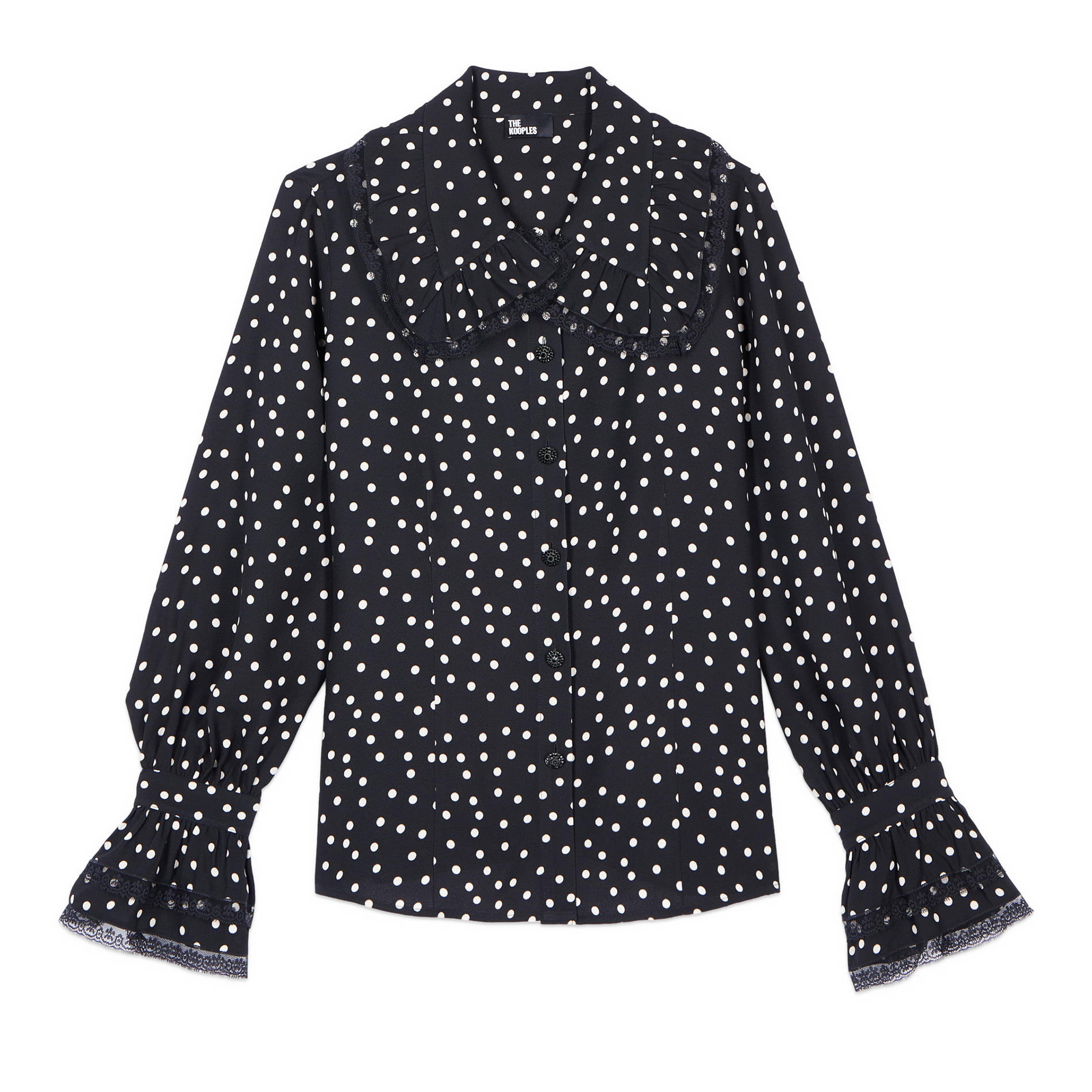 Chemise ajustée à pois| Noir