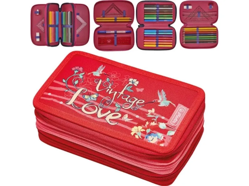Herlitz TriCase - Blyantetui - 31 dele - polyester - Vintage Love