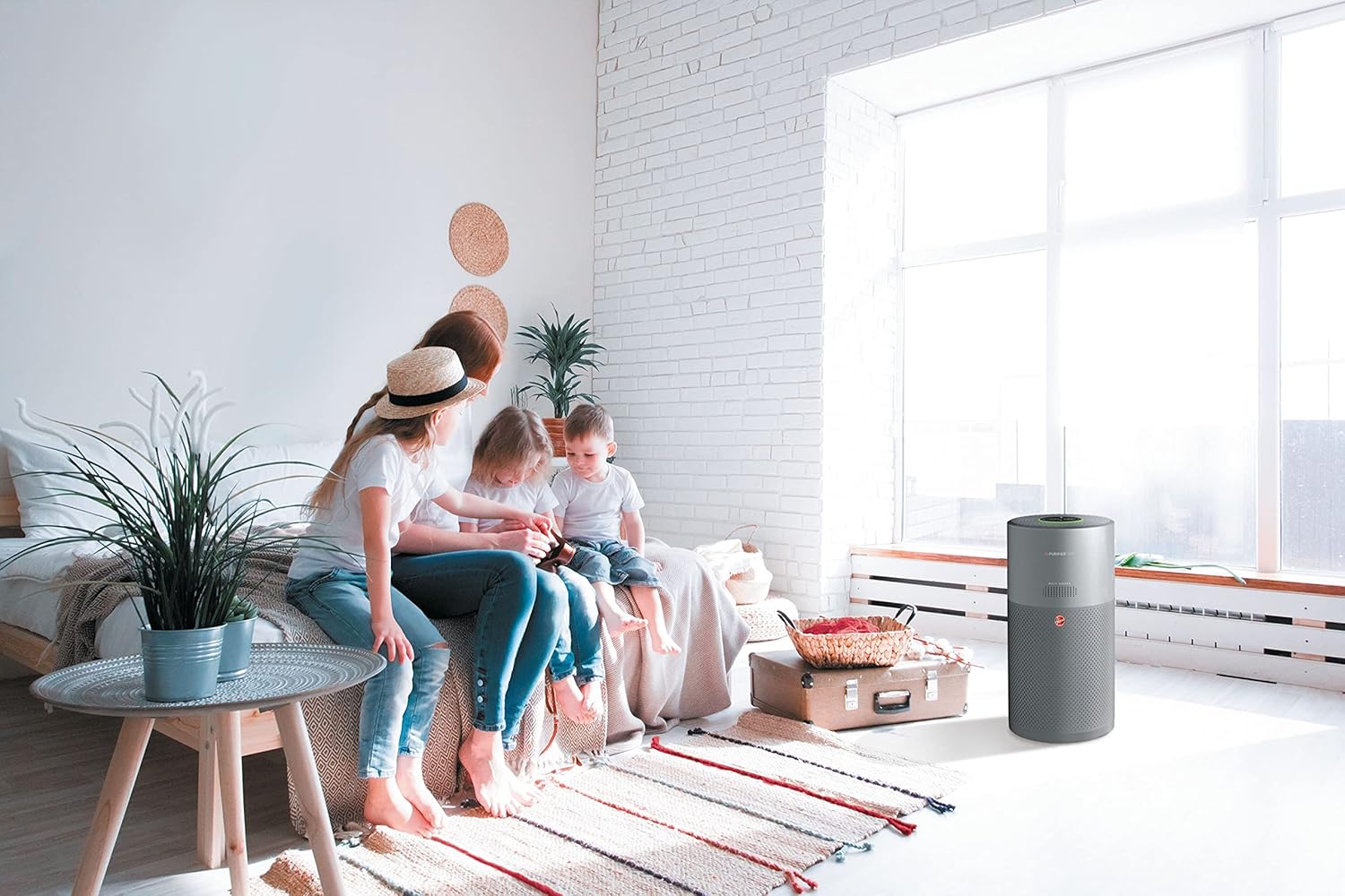 Hoover H-PURIFIER 500 Luftreiniger – mit HEPA-13 Filter für gute Luftqualität – Luftmesser mit CO-Warnsystem – mit Diffusor-Funktion – mit App & LED-Display steuerbar, für Räume bis 110 m² [HHP55CA]