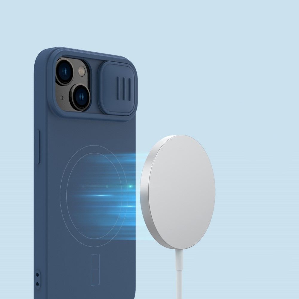 iPhone 15 MagSafe Silikon Schutz Hülle Cam-Slider Kameraschutz - Mintgrün
