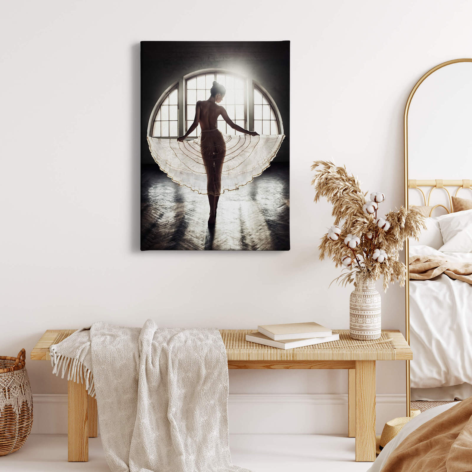 Leinwandbild BALLETT - weiß-schwarz - 50x70 cm