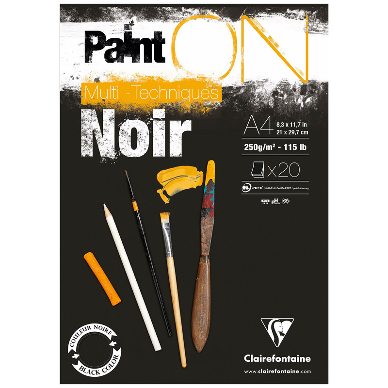 Clairefontaine Paint'ON Zeichenblock, schwarz, A4, blanco