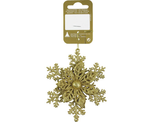 Kerstdecoratie hangende bloem op sneeuwvlok goud