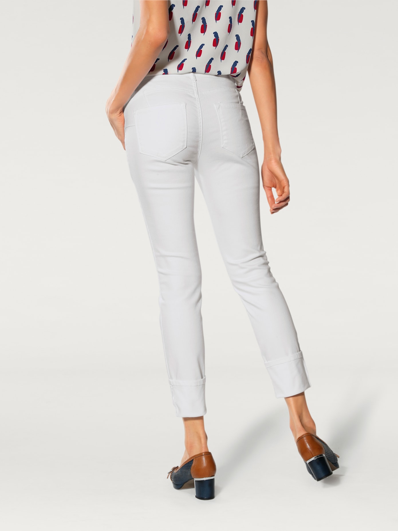 Jeans effet ventre plat longueur 7/8