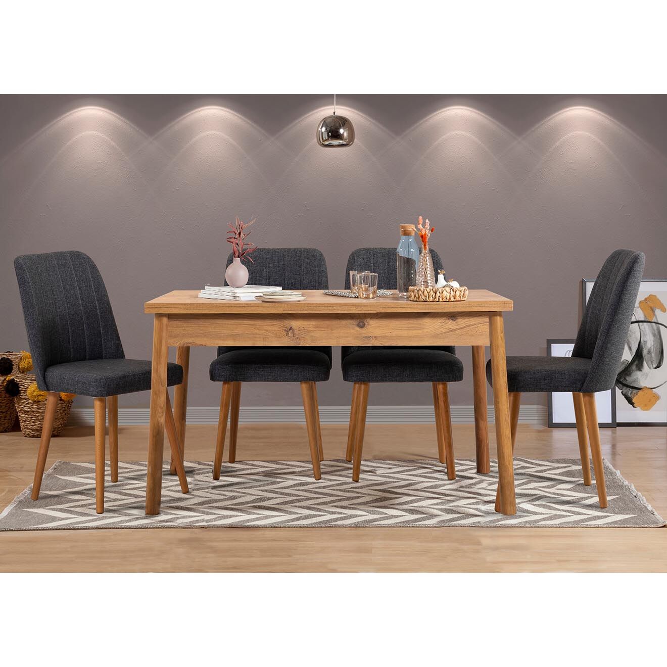Homitis Ensemble Table + 4 Chaises Costa 1053 beige/anthracite