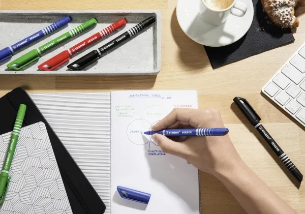 Fineliner Stabilo Sensor 189 sort 0,3 mm - (10 stk.)