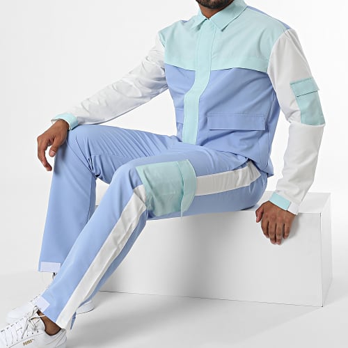 Ensemble Cargo KL-2096 Bleu Blanc Vert Menthe