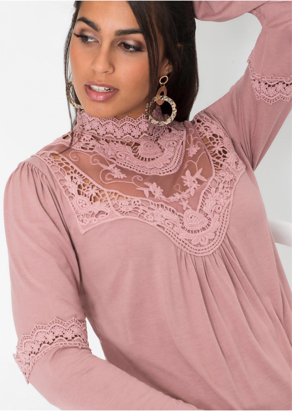 T-shirt manches longues avec dentelle