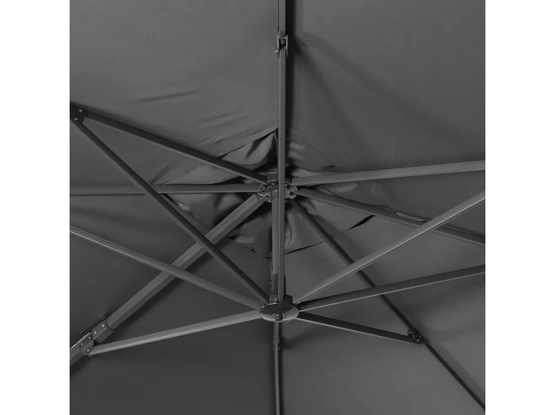 Parasol déporté rectangulaire 3x4 m - Wimereux - Gris - Parasol excentré inclinable dans 6 positions. rotatif à 360°.