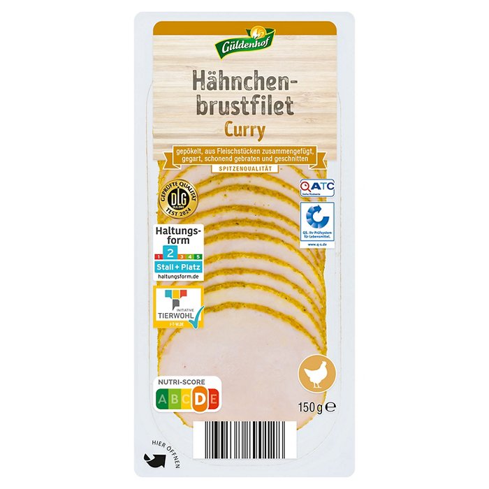 GÜLDENHOF Hähnchenbrustfilet in Streifen 150 g, Curry