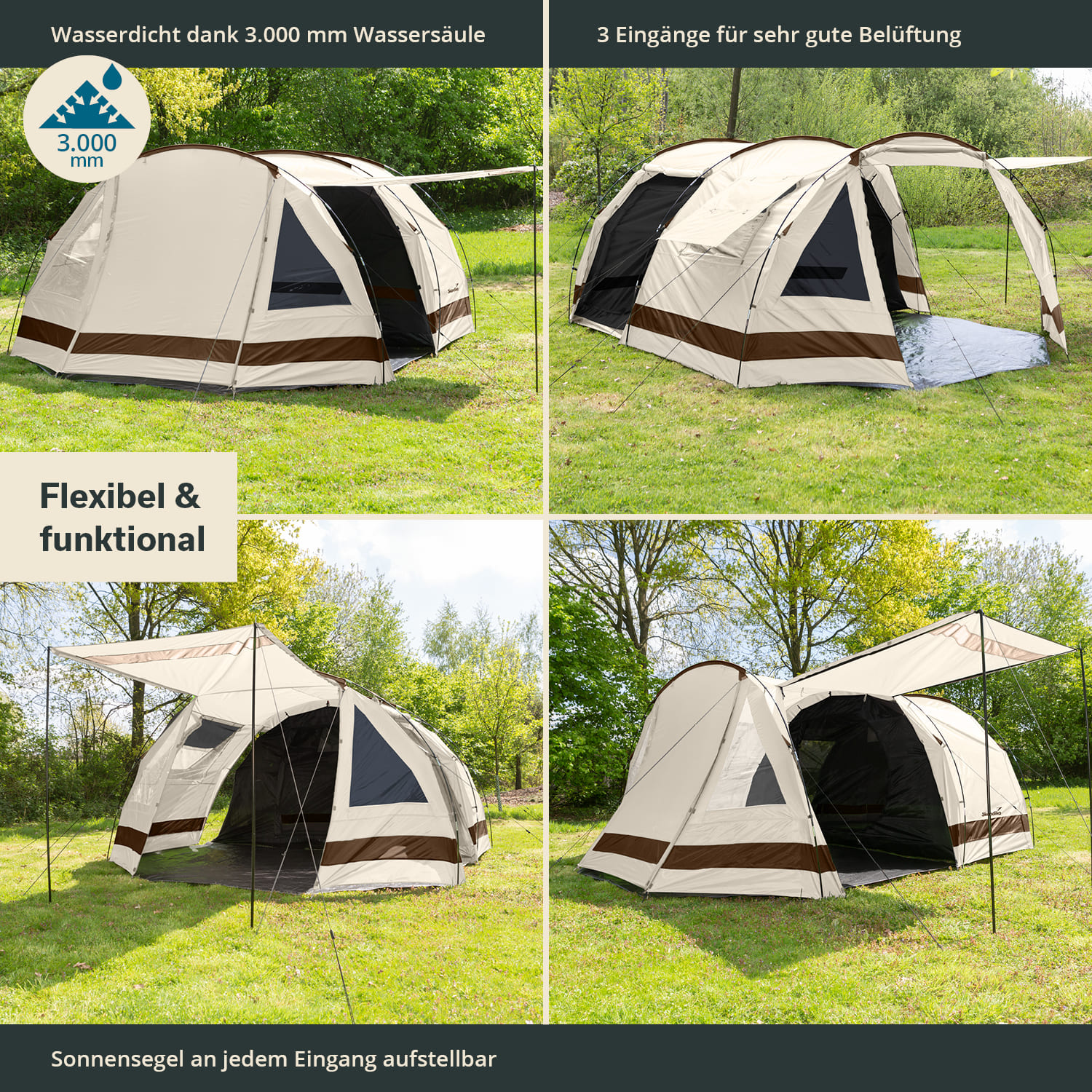 Skandika Kambo 6 tunneltent - Beige