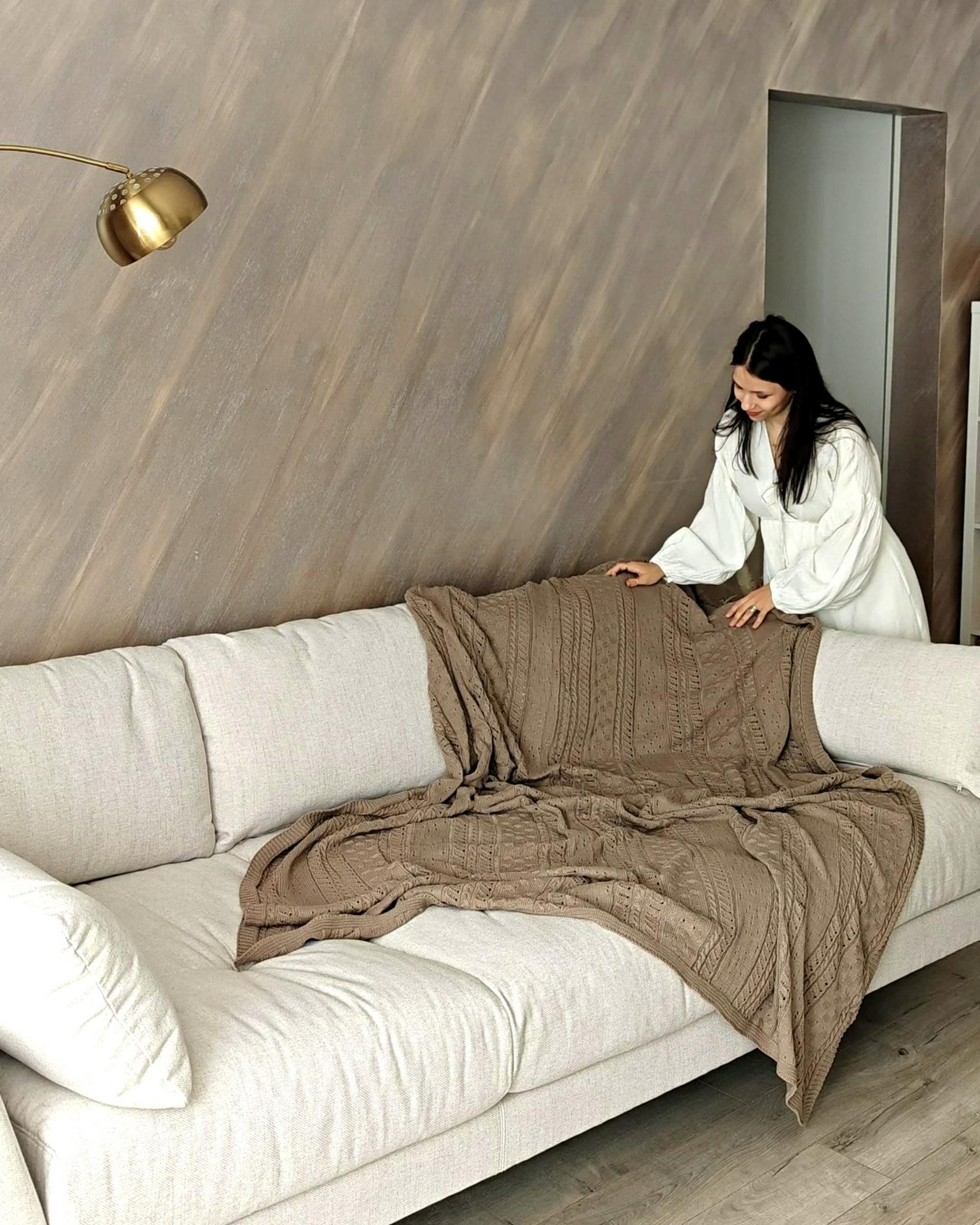 Sprei DAULET Katoen 150 x 200 cm Bruin