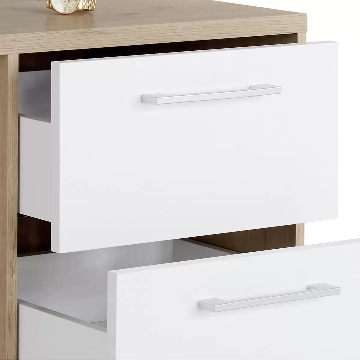 Schreibtisch Box weiss,Eiche