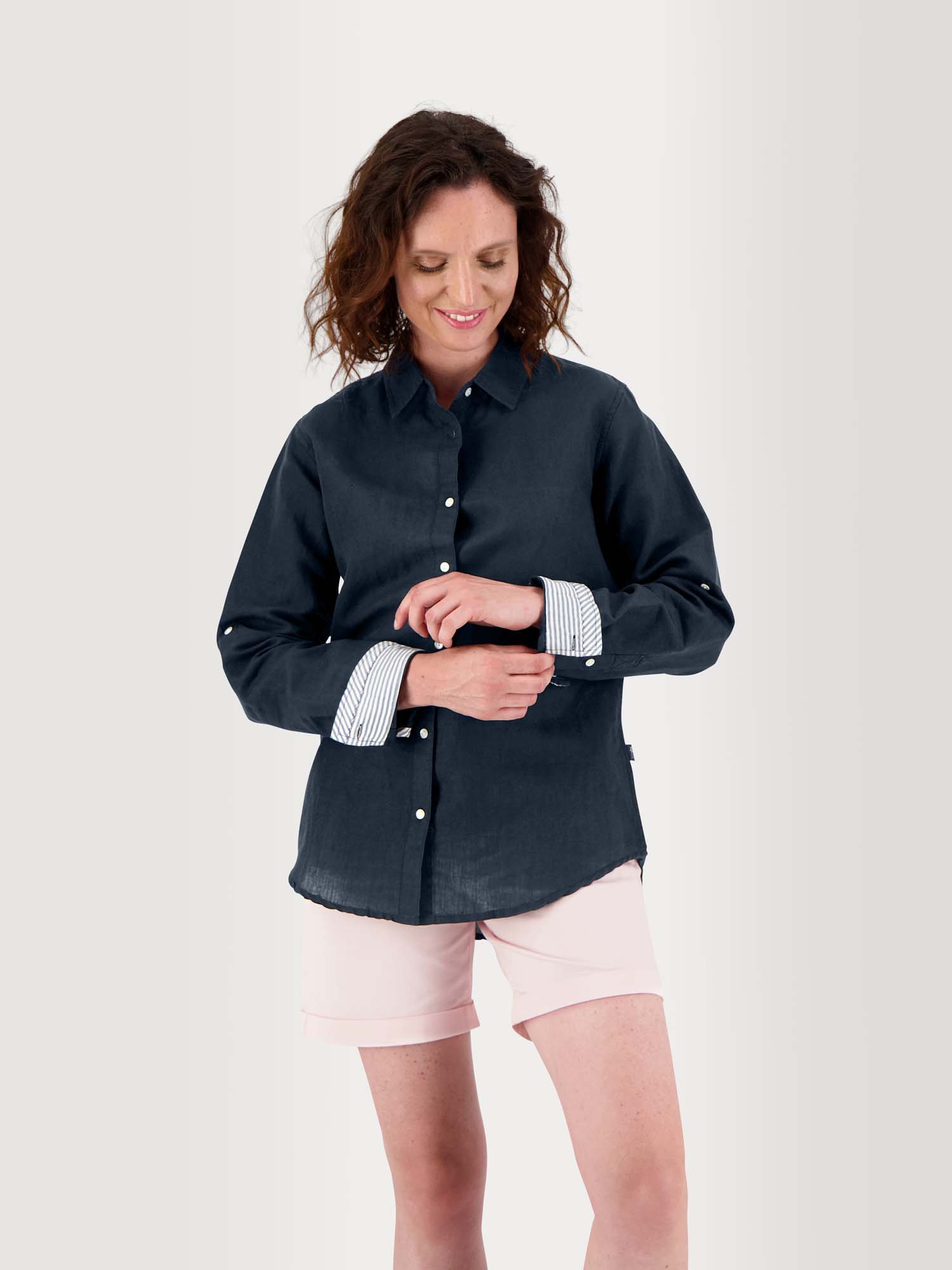Chemise Femme Coton Lin Marine