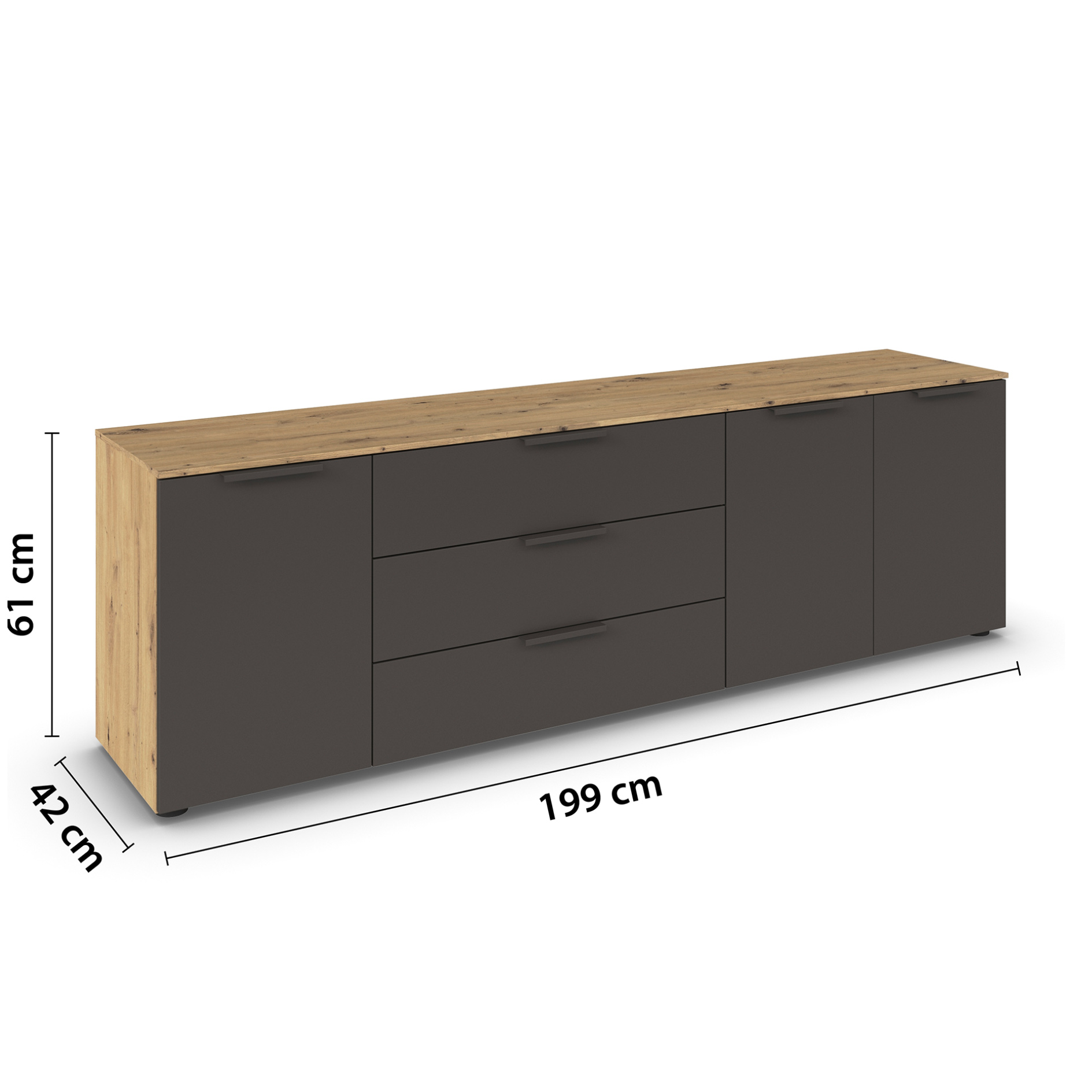 Lowboard - Artisan Eiche - graphit - 199 cm