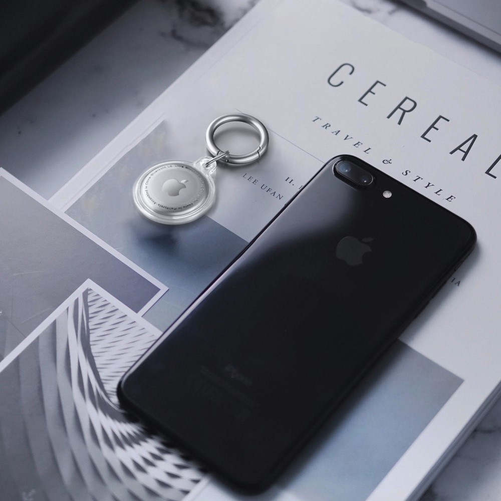 Apple AirTag Anhänger 360° Grad Gummi Case Hülle Schlüsselanhänger - Transparent / Violett