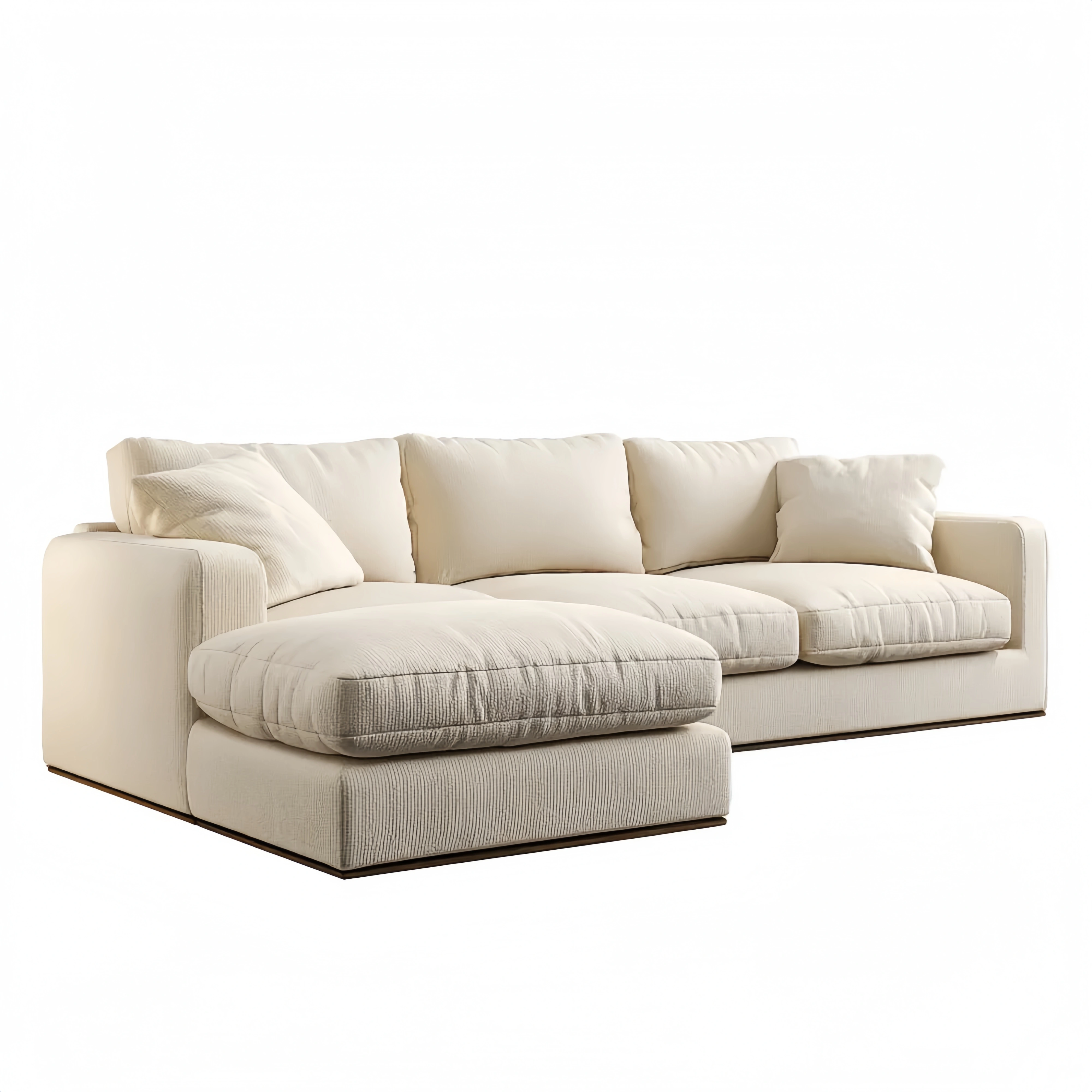 Ecksofa Stoff 260x150x85 cm – Cremeweiß – Modernes Design
