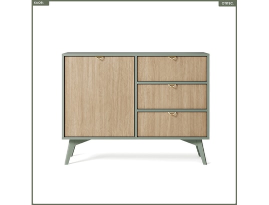 OTITEC - Commode - l.106 x h.80 x p.38 cm - 3 tiroirs - kaori - eucal...