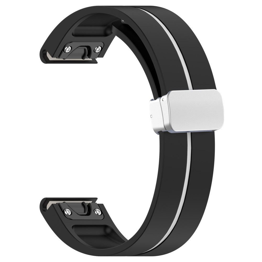 Samsung Galaxy Watch Active 2 (40mm) Silikon Armband mit Magnet-Verschluss (Gelenkumfang: 170-220mm) - Schwarz/Weiss