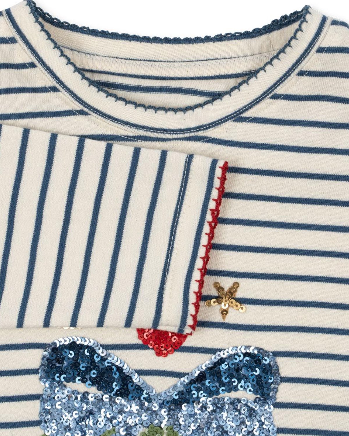 Bluse med Print & Glitter Paljetter – 100% Øko Bomull | Lin LS Tee