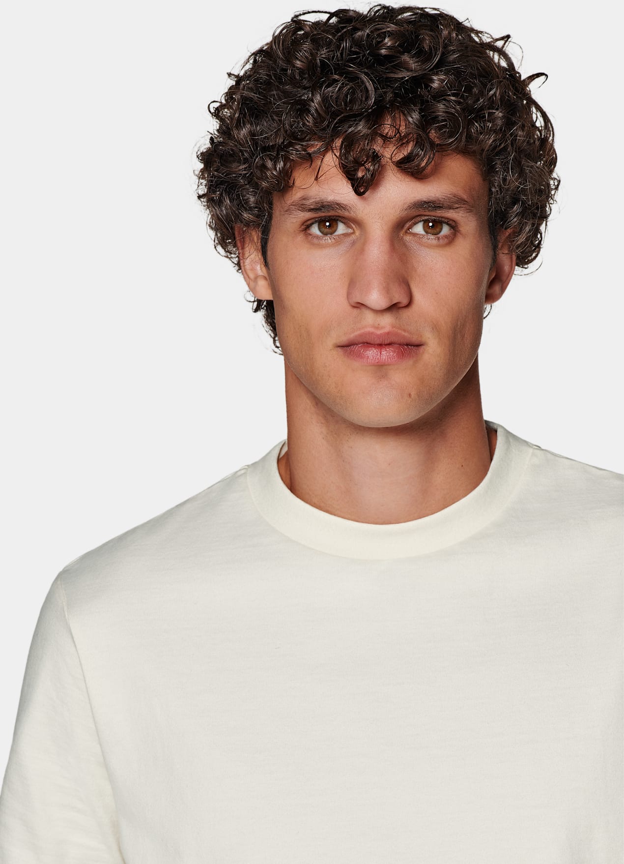 T-shirt col rond blanc cassé