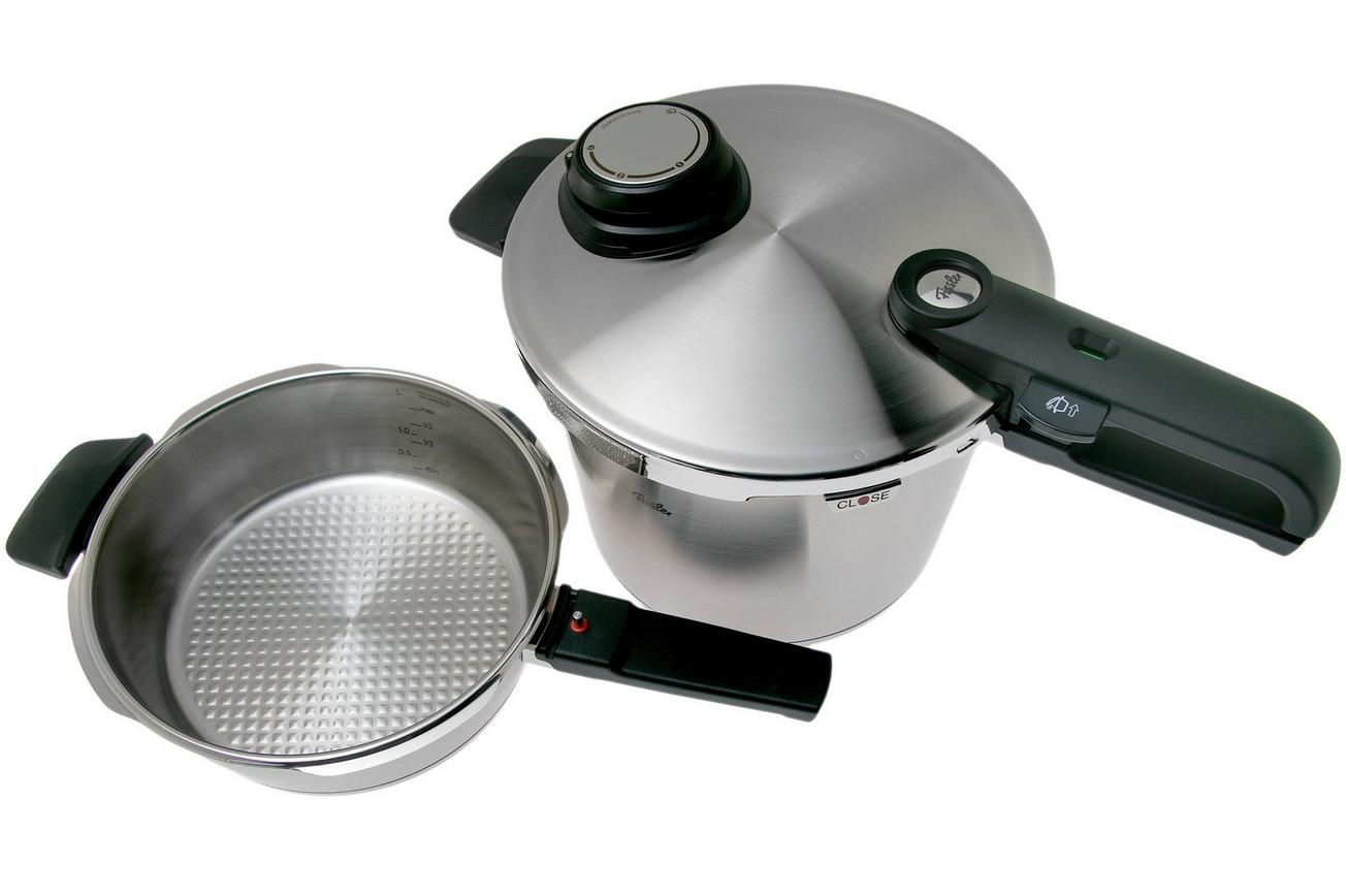 Fissler Vitavit Premium 622-412-12-070, 3-delige snelkookpan set met stoominzet
