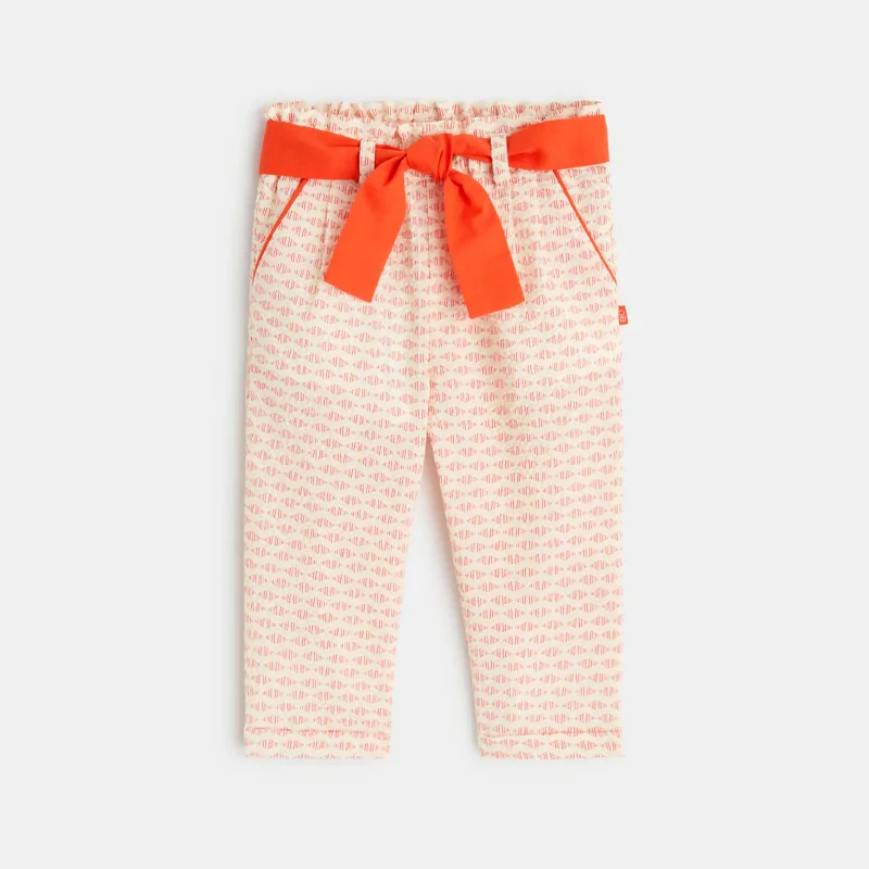 Pantalon paperbag motif graphique orange bébé fille Orange