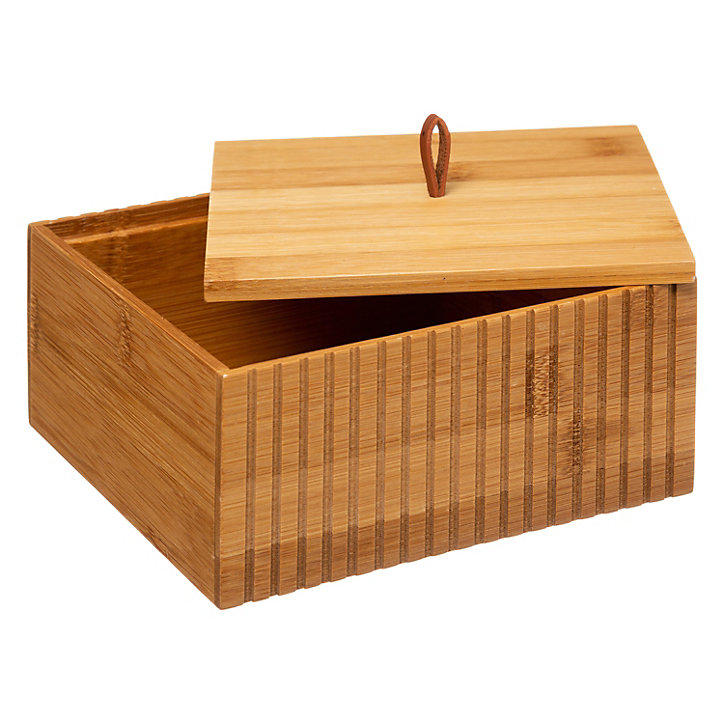 Boîte à coton Five Terre en bambou coloris naturel L.15 x l.15 x H.7 cm