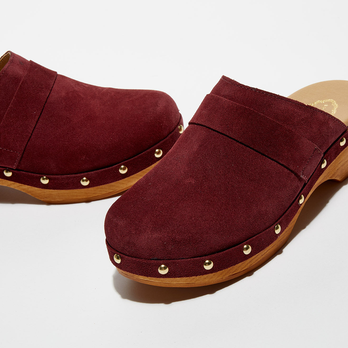 Apologie Studio Sabots en Velours de Cuir Sofia bordeaux - Talon 5 cm