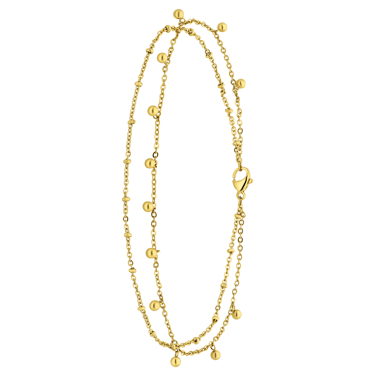 Gerecycled dubbele goldplated stalen enkelband met bedeltjes