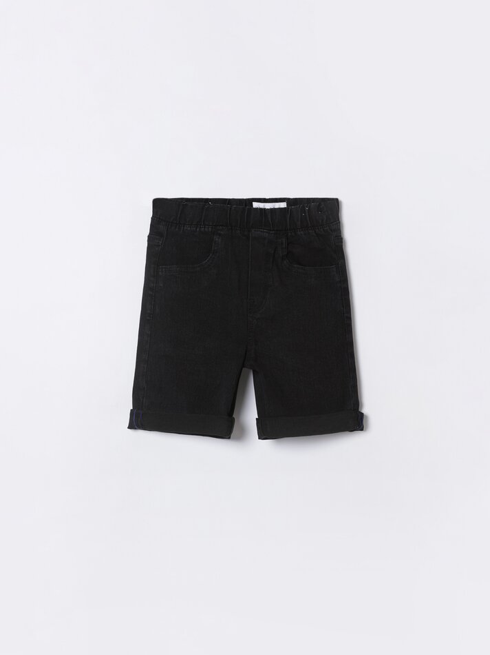 Shorts de moletom jeans - Preto