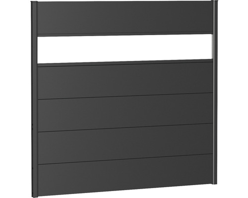 Aluminium schuttingpaneel Biohort met glasinzet 150 x 135 cm donkergrijs metallic