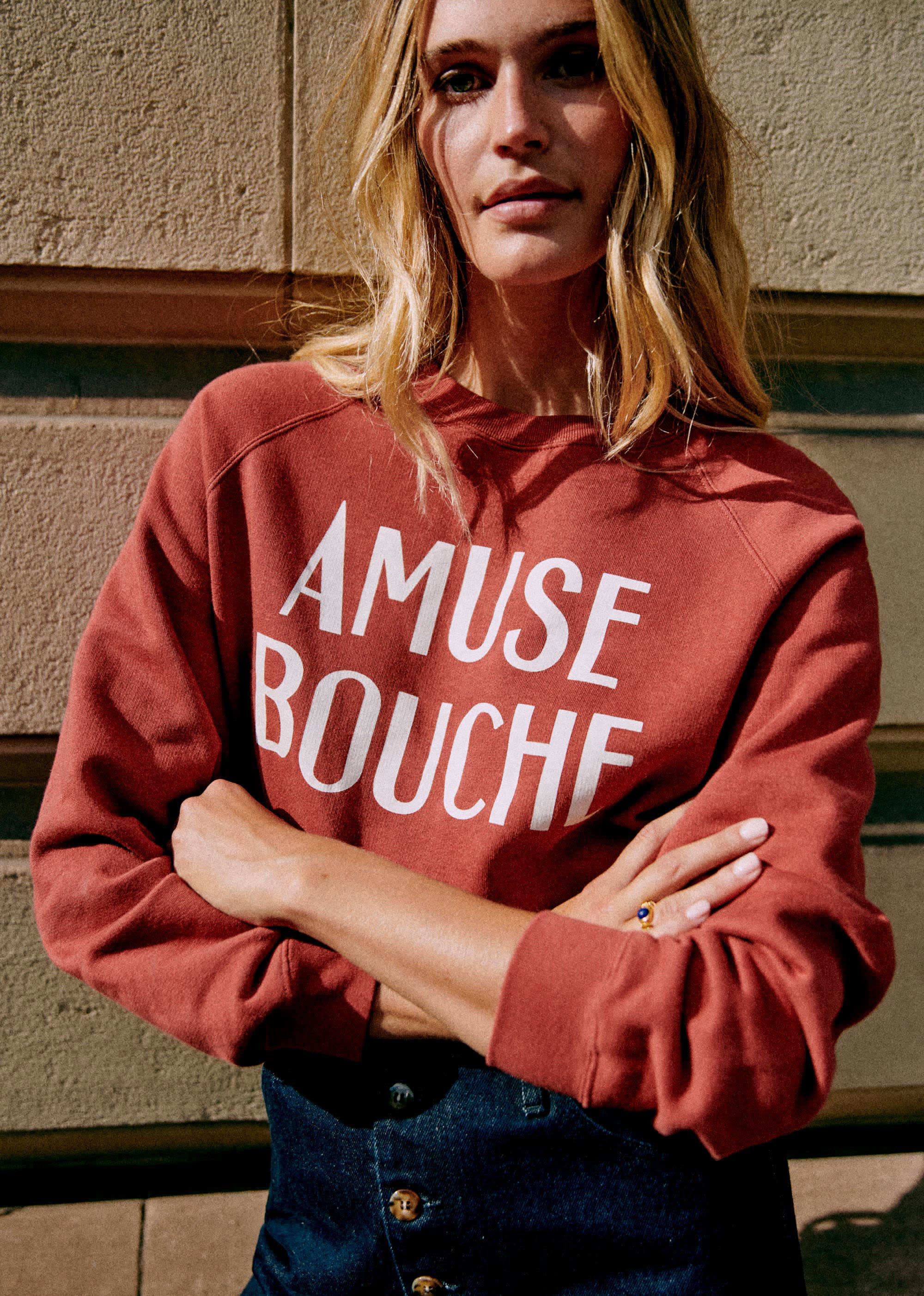 Sweat-Shirt Amuse Bouche - Bois de rose / Ecru - E-SHOP/SWEATS & MARINIÈRES Sweats 5905738