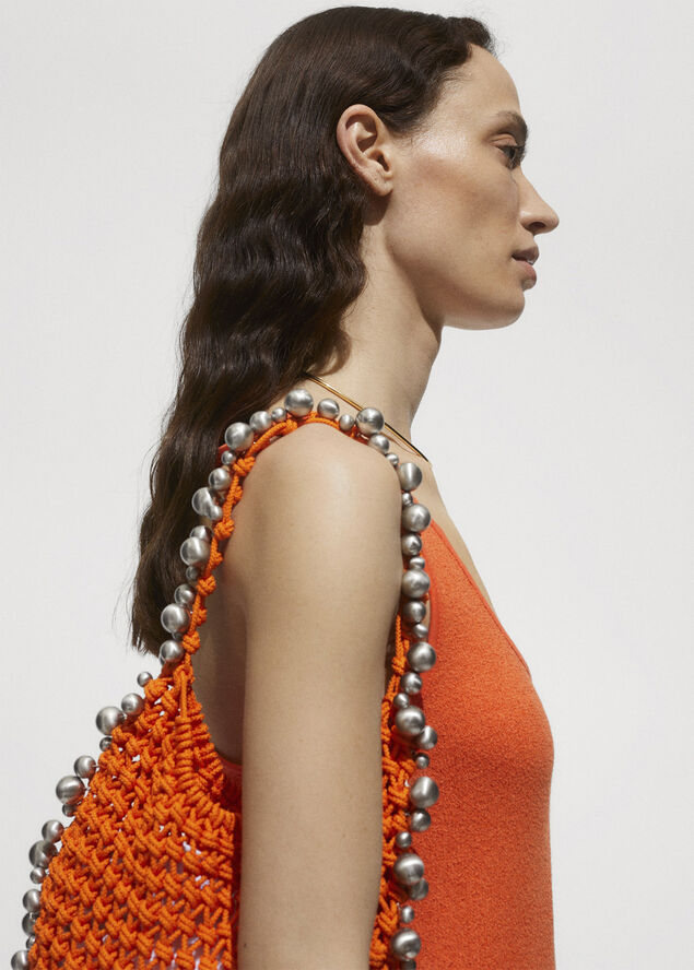 MANGO Cross-back knitted dress Orange